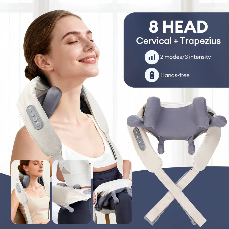 Neck & Back Massager With Heat – Professional Electric Cervical Deep Tissue Pain Relief Machine / 6 months Warranty