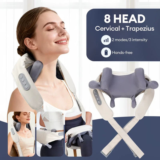 Neck & Back Massager With Heat – Professional Electric Cervical Deep Tissue Pain Relief Machine / 6 months Warranty