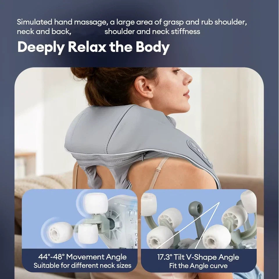 Neck & Back Massager With Heat – Professional Electric Cervical Deep Tissue Pain Relief Machine / 6 months Warranty