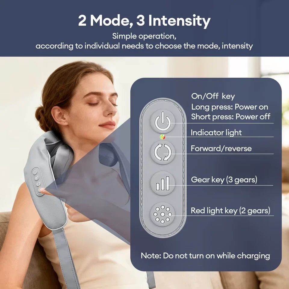 Neck & Back Massager With Heat – Professional Electric Cervical Deep Tissue Pain Relief Machine / 6 months Warranty